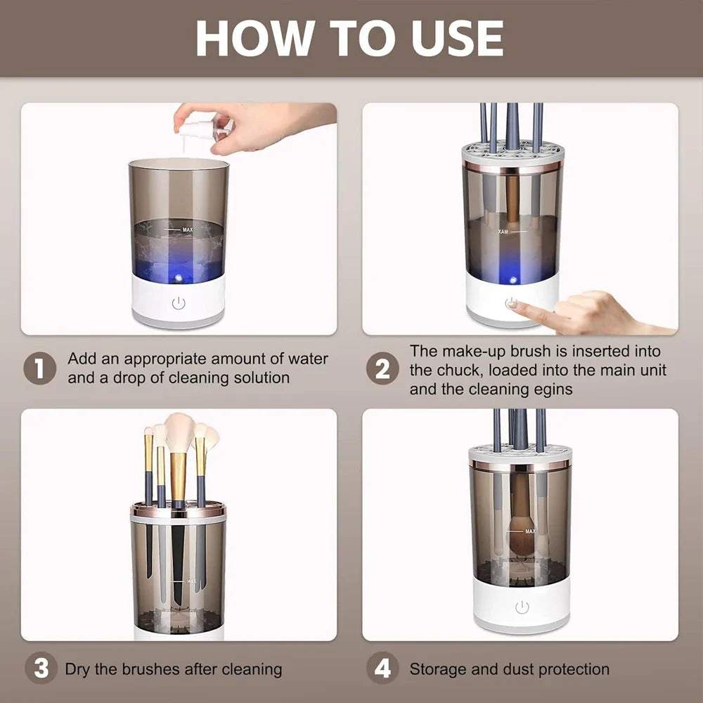 Revolutionary Electric Makeup Brush Cleaner & Dryer - Effortless Cleaning in Minutes!
