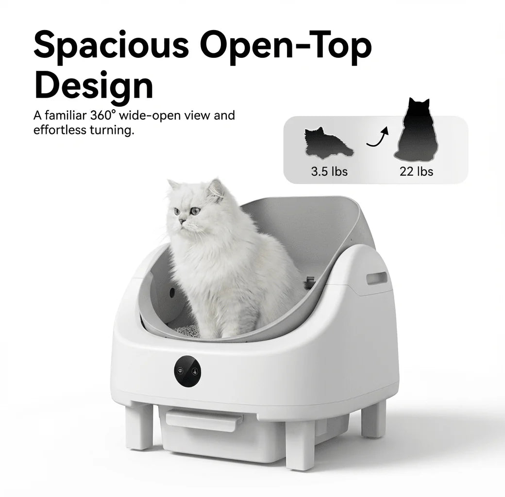 HEYBO Top Open Smart Cat Litter Box | App-Controlled & Large Capacity