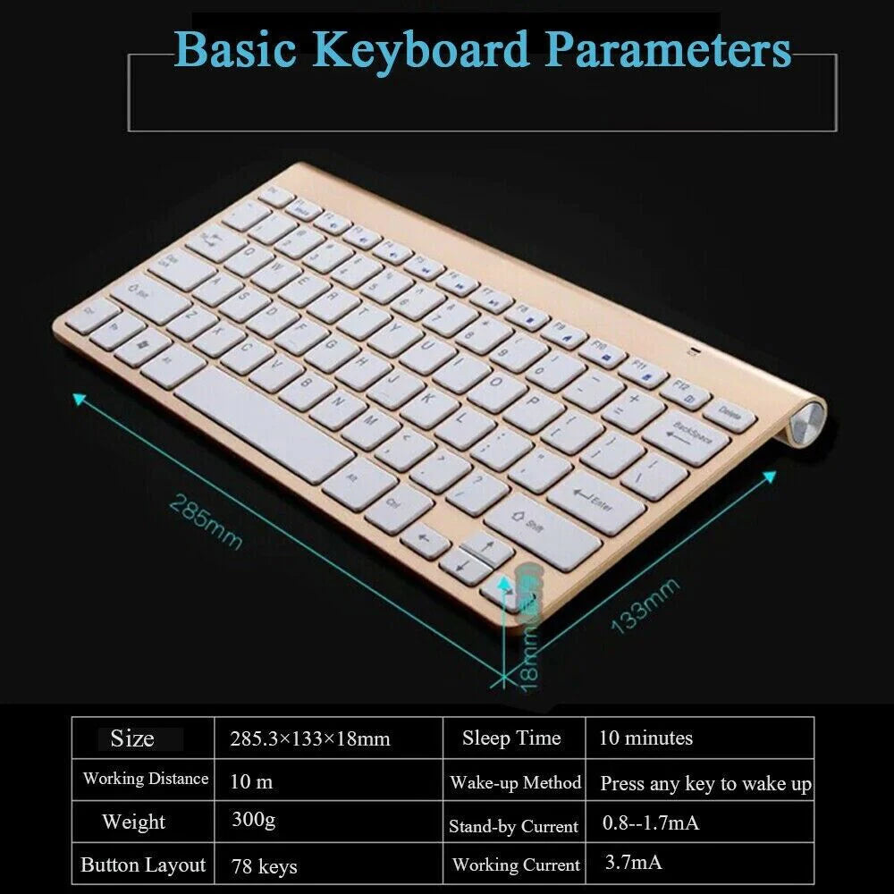 Elevate Your Workspace with the Mini Waterproof Wireless Keyboard and Mouse Set - Perfect for Mac and PC!