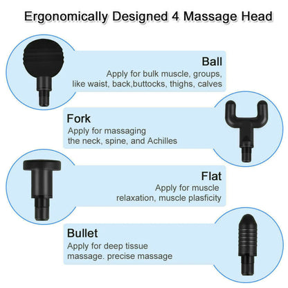 Experience Ultimate Relaxation with Our Deep Tissue Massage Gun - 4 Interchangeable Heads for Targeted Relief