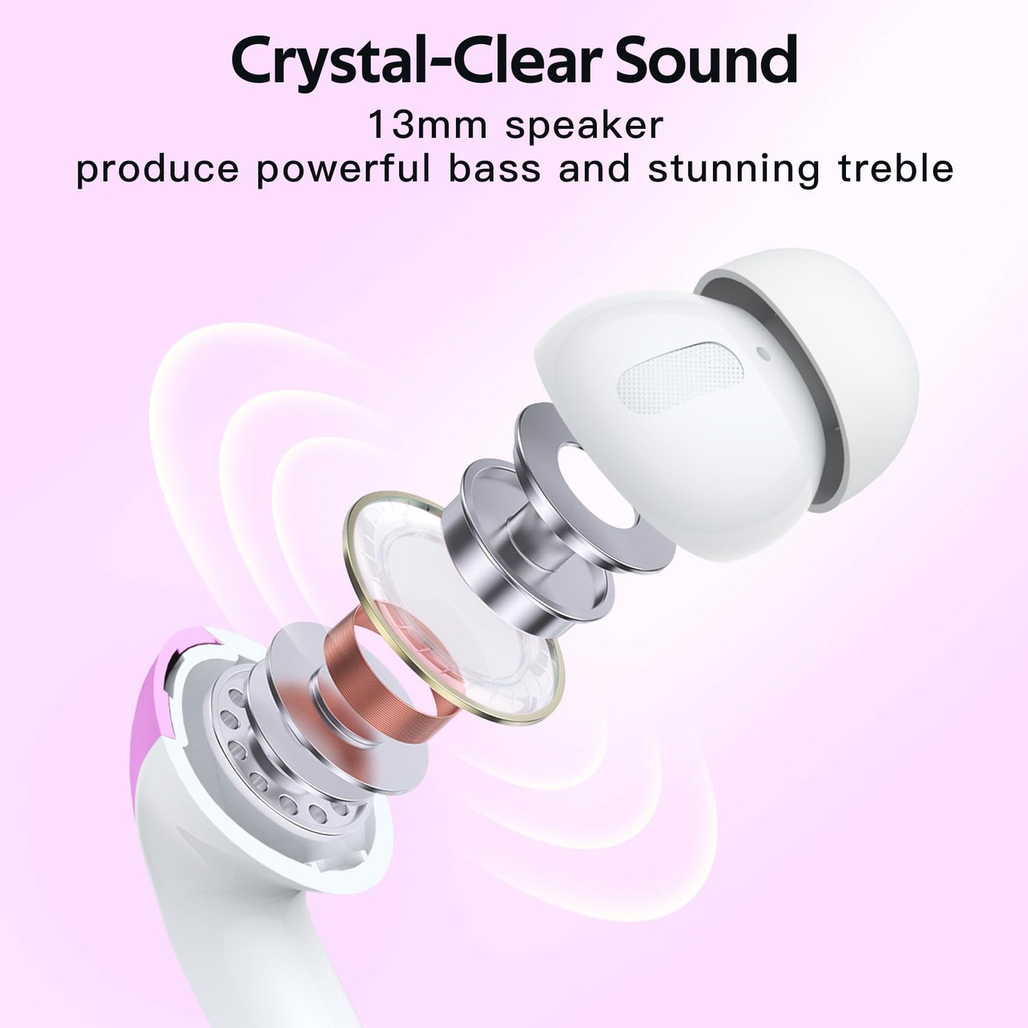 TAGRY Bluetooth Headphones Wireless Earbuds 60H Playback LED Power Display