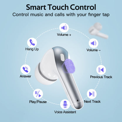 TAGRY Bluetooth Headphones Wireless Earbuds 60H Playback LED Power Display
