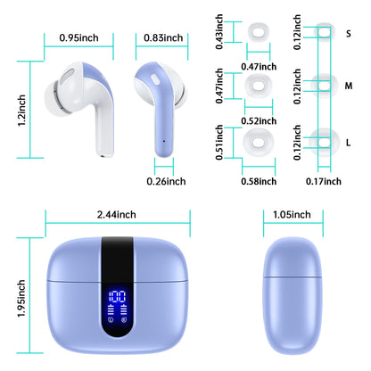 TAGRY Bluetooth Headphones Wireless Earbuds 60H Playback LED Power Display