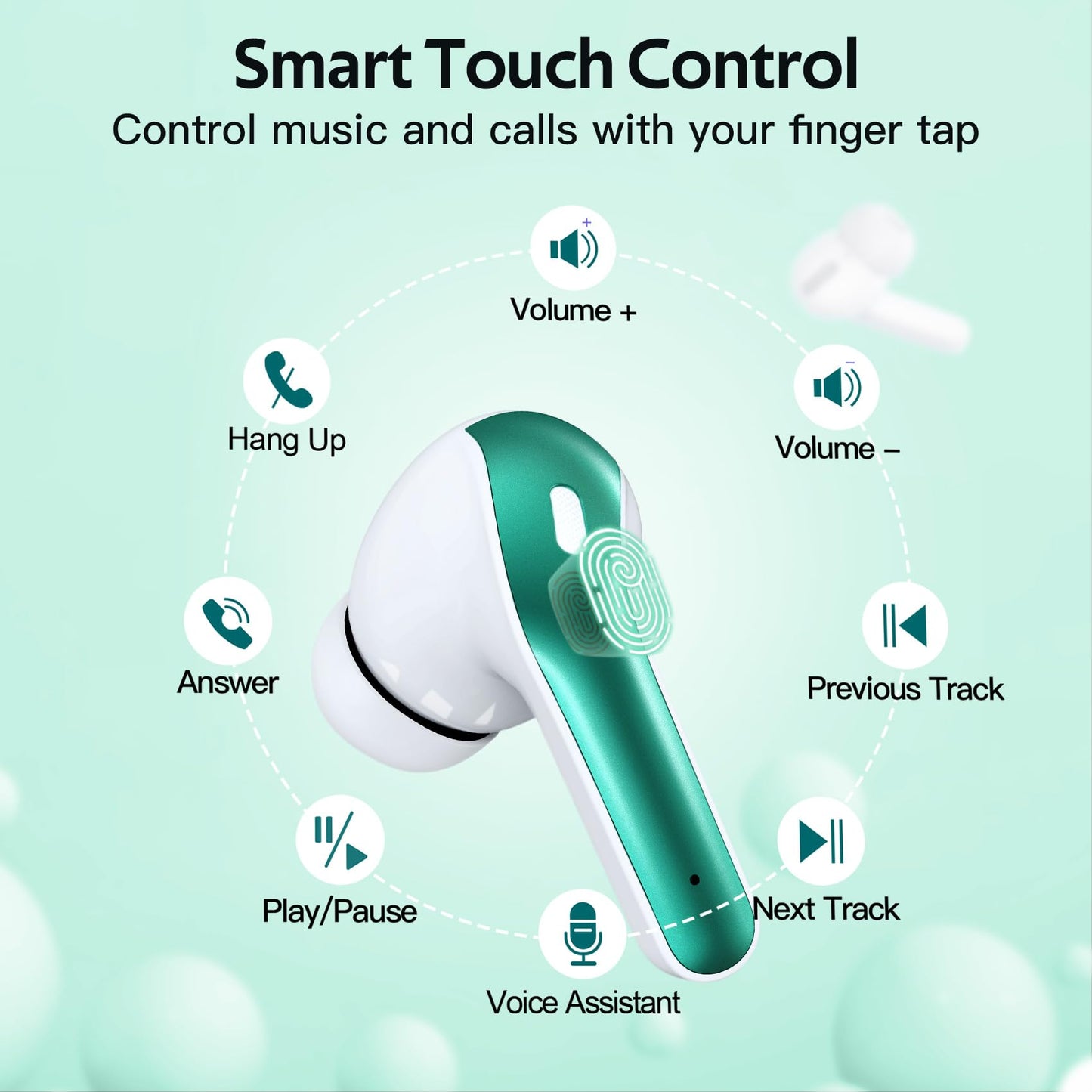TAGRY Bluetooth Headphones Wireless Earbuds 60H Playback LED Power Display