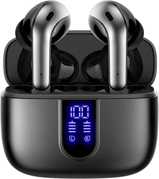 TAGRY Bluetooth Headphones Wireless Earbuds 60H Playback LED Power Display