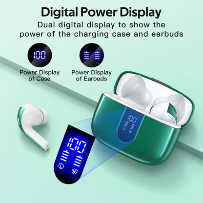TAGRY Bluetooth Headphones Wireless Earbuds 60H Playback LED Power Display