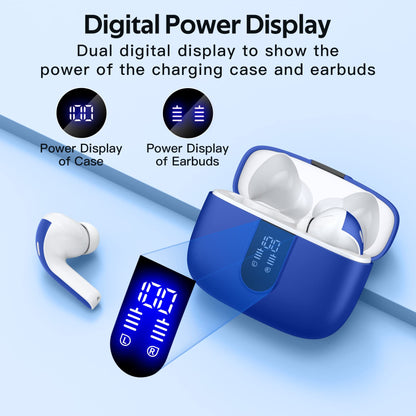 TAGRY Bluetooth Headphones Wireless Earbuds 60H Playback LED Power Display