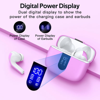 TAGRY Bluetooth Headphones Wireless Earbuds 60H Playback LED Power Display