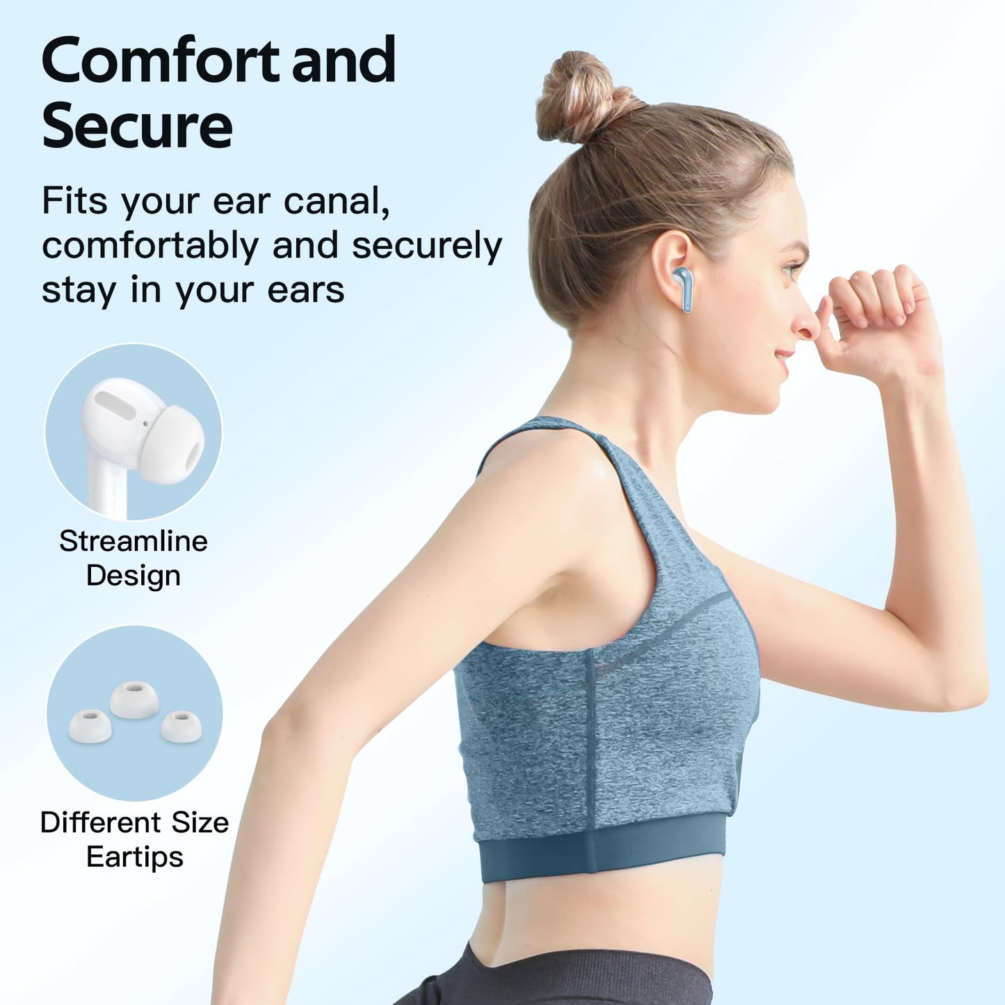 TAGRY Bluetooth Headphones Wireless Earbuds 60H Playback LED Power Display