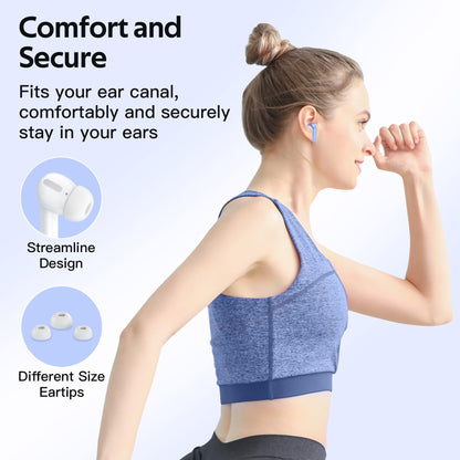 TAGRY Bluetooth Headphones Wireless Earbuds 60H Playback LED Power Display
