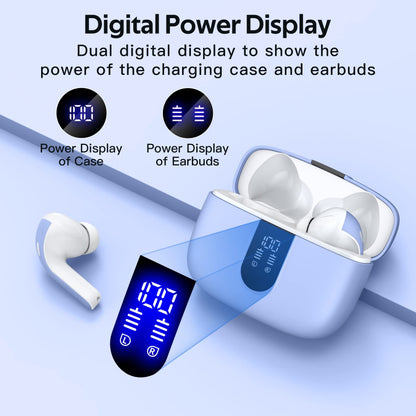 TAGRY Bluetooth Headphones Wireless Earbuds 60H Playback LED Power Display