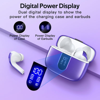 TAGRY Bluetooth Headphones Wireless Earbuds 60H Playback LED Power Display