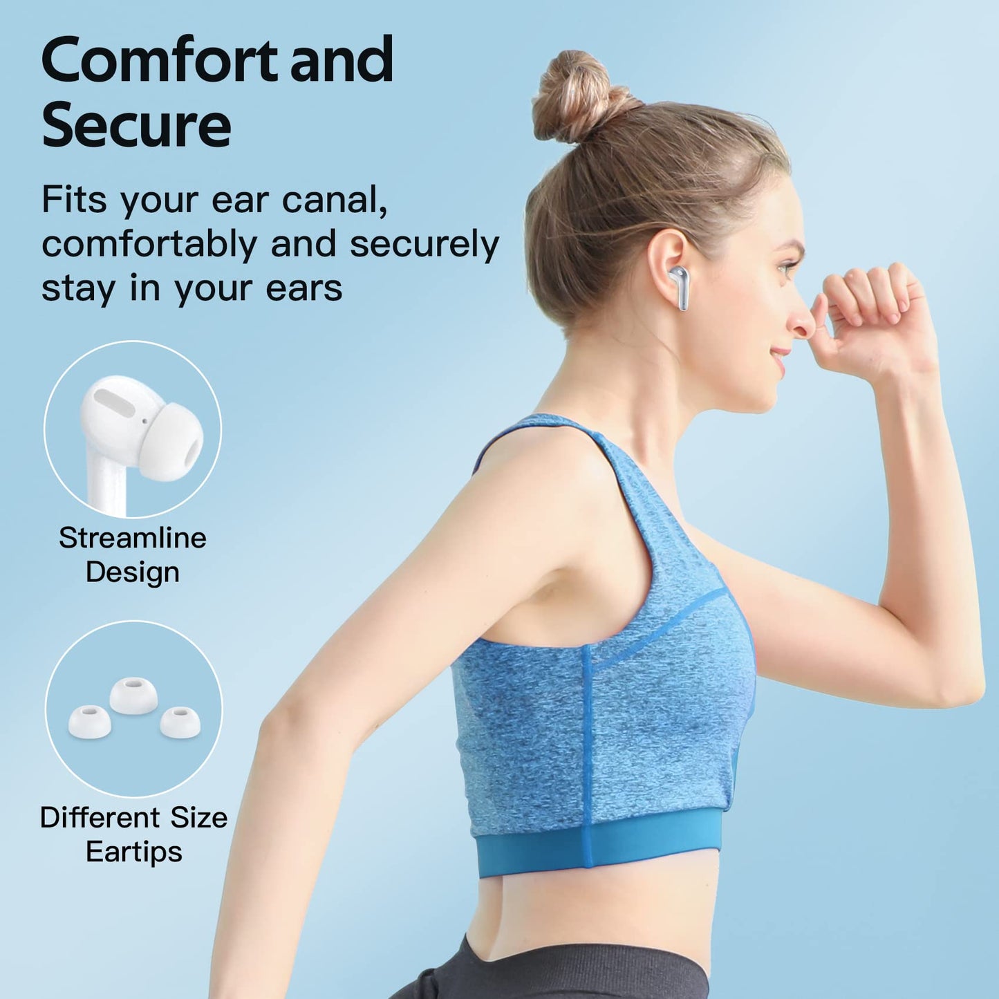 TAGRY Bluetooth Headphones Wireless Earbuds 60H Playback LED Power Display