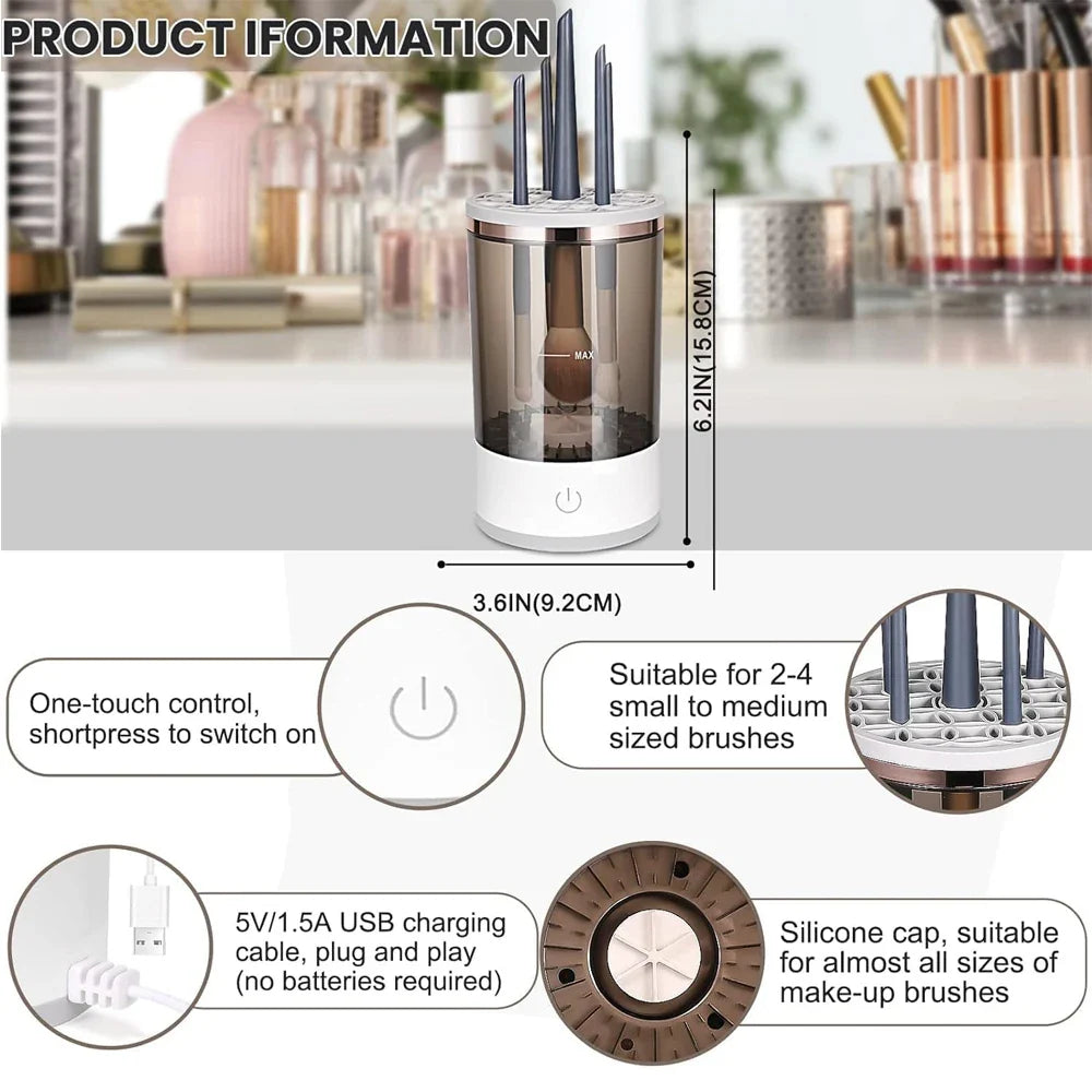 Revolutionary Electric Makeup Brush Cleaner & Dryer - Effortless Cleaning in Minutes!