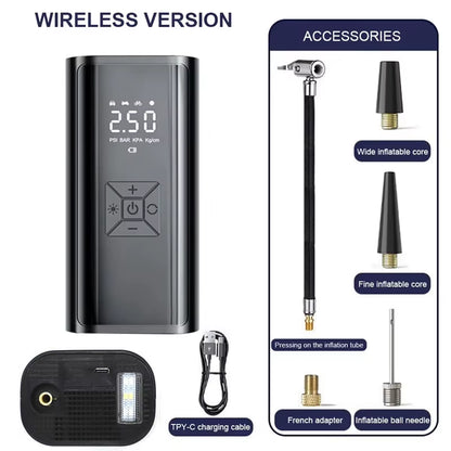 Powerful Wireless Car Air Compressor - Ultimate Electric Tire Inflator for Motorcycles, Bicycles, and More!