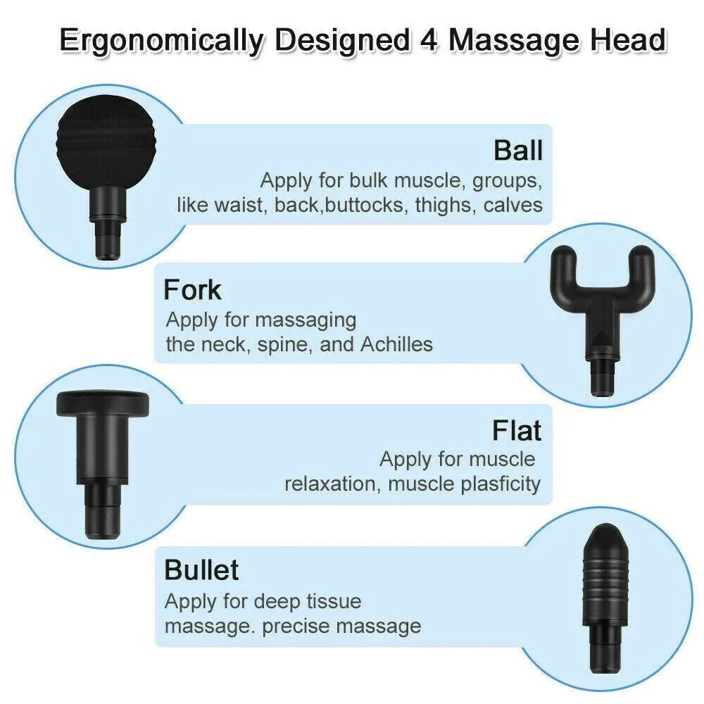 Experience Ultimate Relaxation with Our Deep Tissue Massage Gun - 4 Interchangeable Heads for Targeted Relief