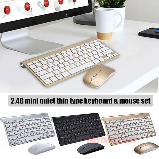 Elevate Your Workspace with the Mini Waterproof Wireless Keyboard and Mouse Set - Perfect for Mac and PC!