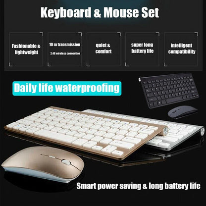 Elevate Your Workspace with the Mini Waterproof Wireless Keyboard and Mouse Set - Perfect for Mac and PC!